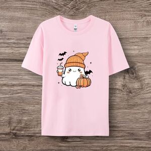 Cute Pink Ghost Tee with Halloween Design